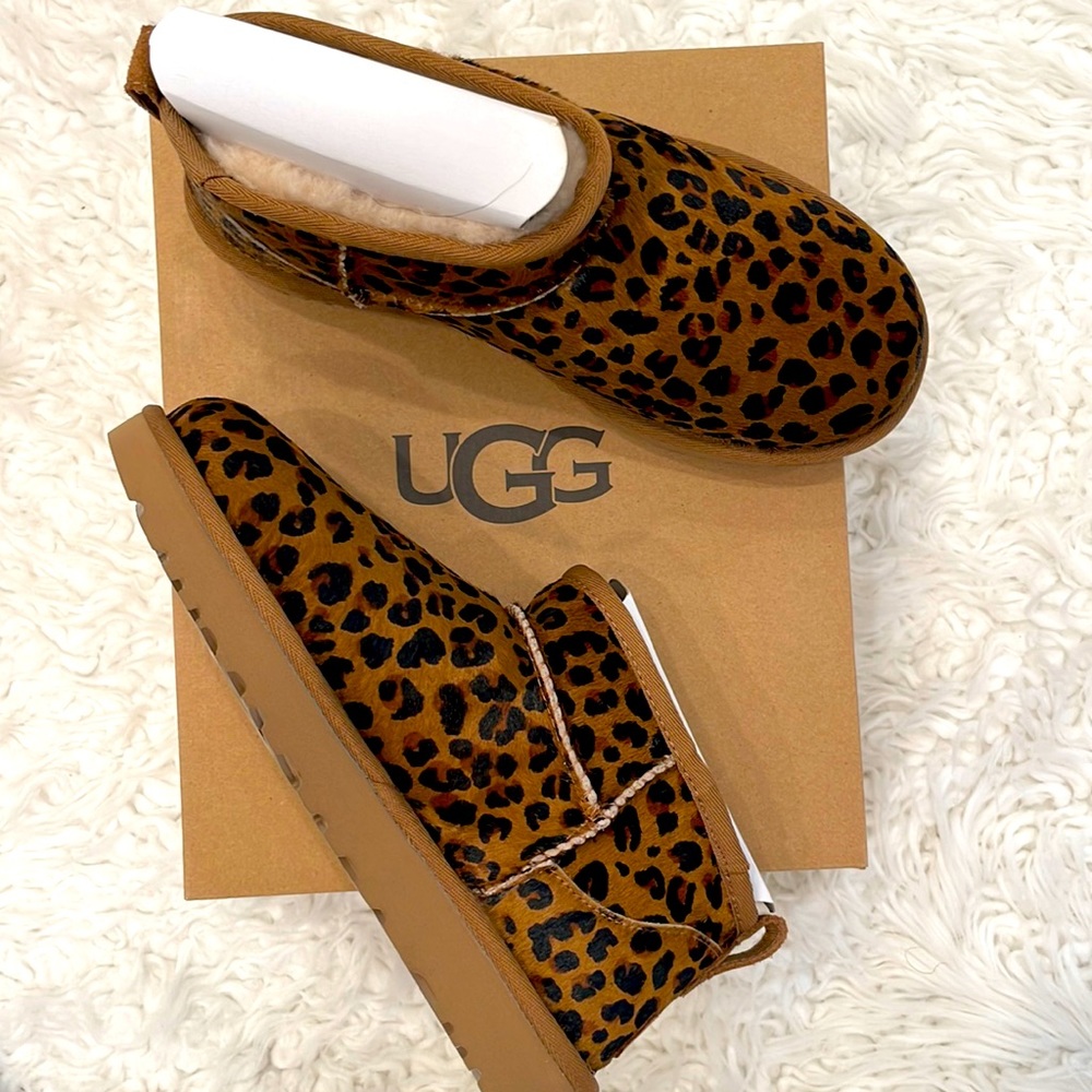 NWT UGG Class Ultra Mini leopard boots